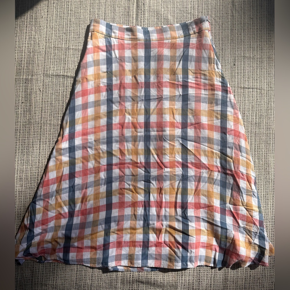 Loft yellow, blue and red checkered skirt - like new